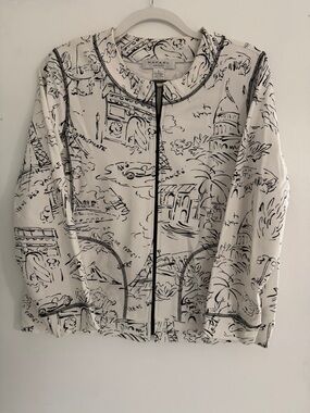 RAFAEL White Jacket with Black Sketch Print